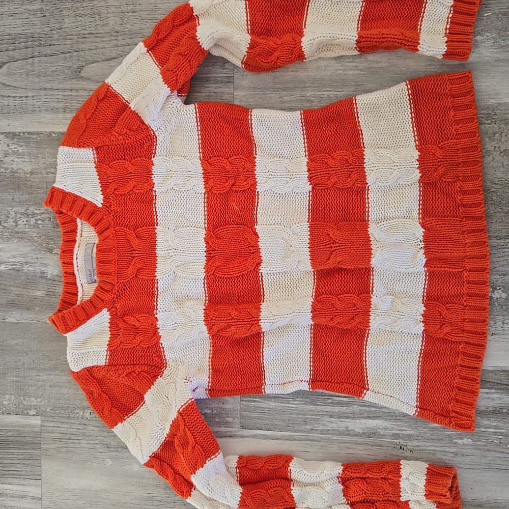 Vintage Striped Orange and White Sweater